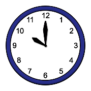 Eine Uhr, die 10 Uhr mittags zeigt