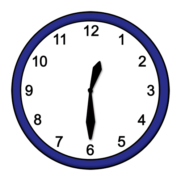 Eine Uhr, die 12:30 mittags zeigt