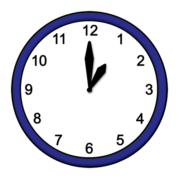 Eine Uhr, die 13 mittags zeigt