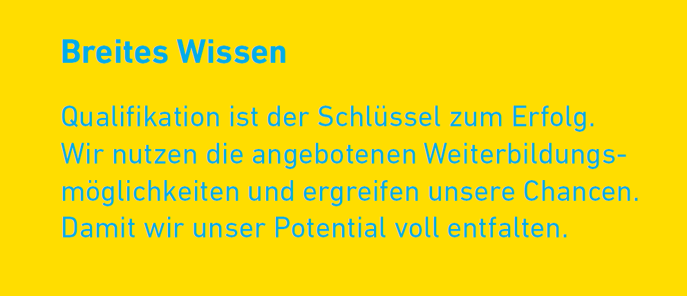 Breites Wissen Arbeitgeberwertversprechen gelb