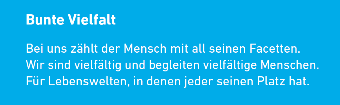 Bunte Vielfalt Arbeitgeberwertversprechen blau