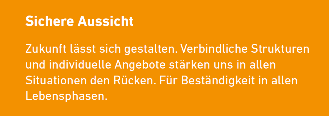 Sichere Aussicht Arbeitgeberwertversprechen orange