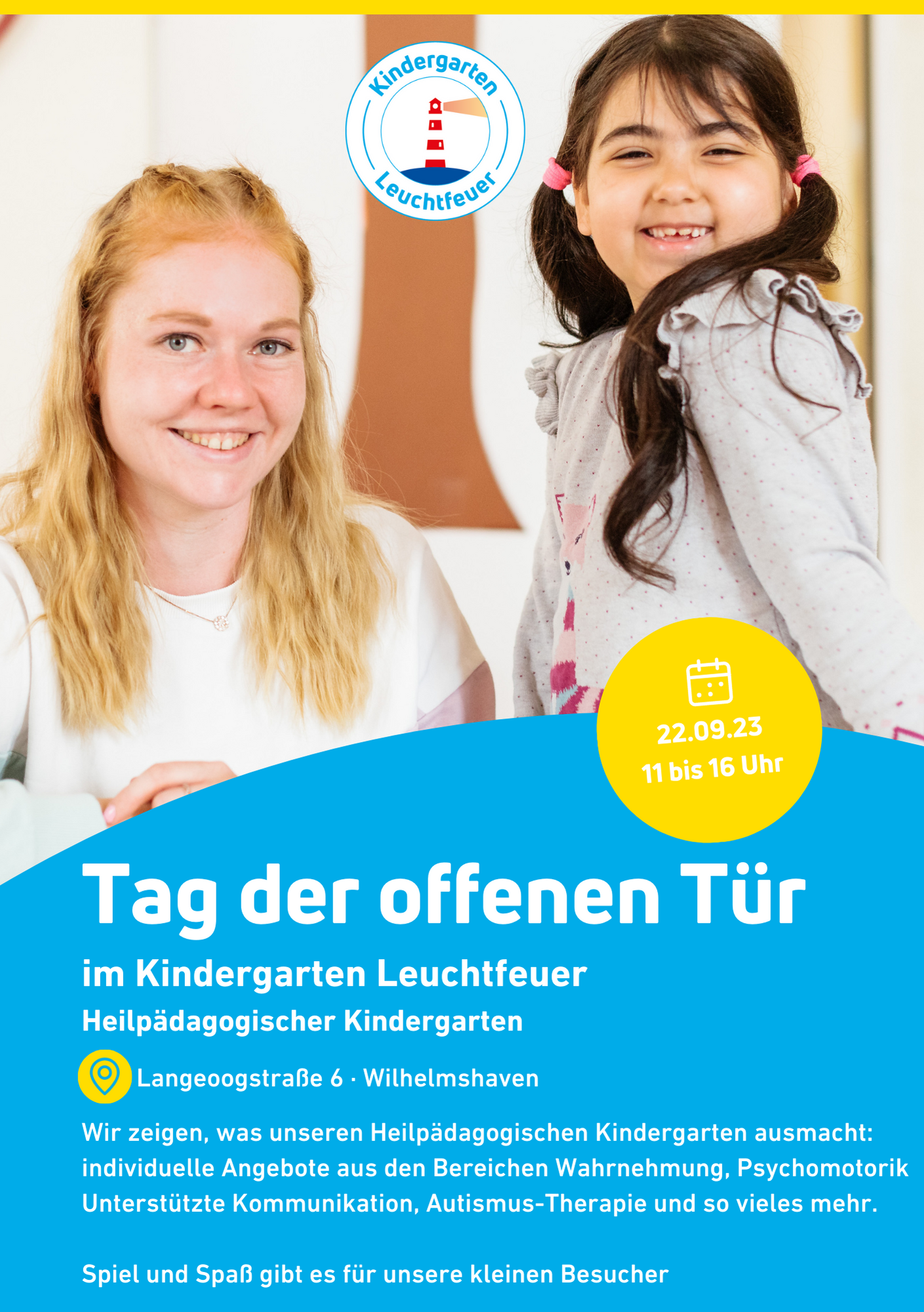 Flyer für den Tag der offenen Tür im Kindergarten Leuchtfeuer.