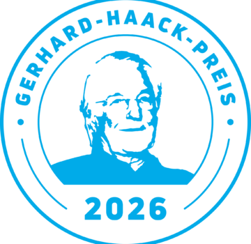 Ein blaues Logo mit einem alten Mann namens Gerhard Haack. Der Mann war der Gründer und ein ehemaliger Geschäftsführer von der GPS